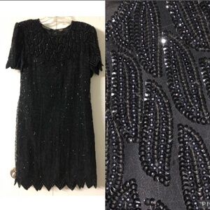 RIGHT CHOICE Pure Silk Beaded Dress Sz XL Sequins Formal Party elegantly